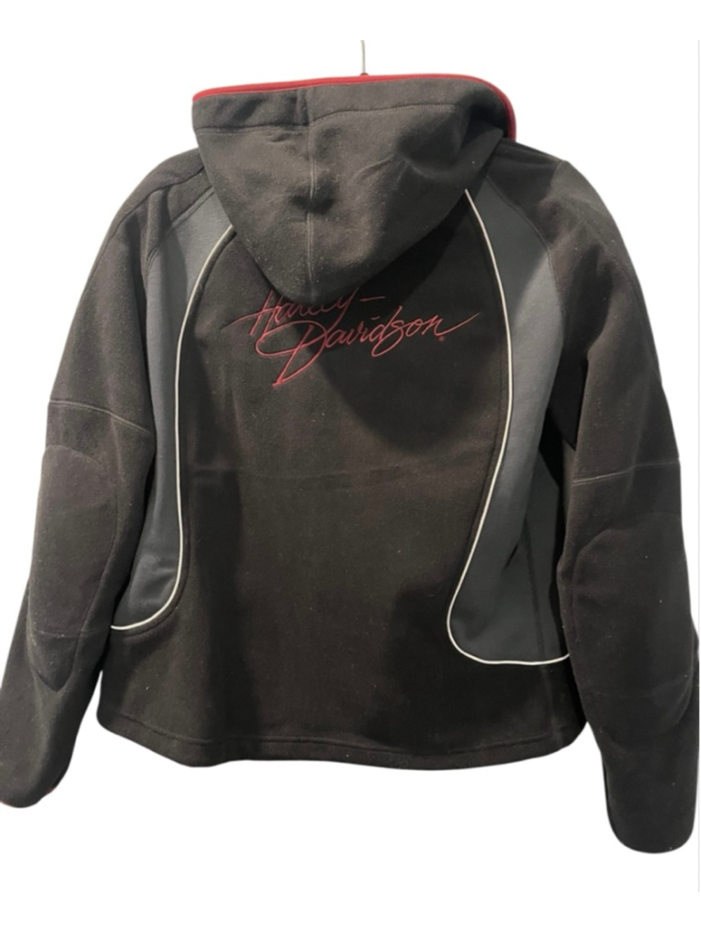 Harley Davidson Womens Fleece Reflective Hooded Racing Jacket Padding Size Large - Picture 2 of 11